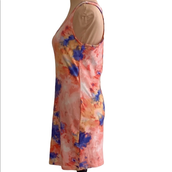 Ambiance Blue Orange Tie Dye Bodycon Tank Dress  Size L - Picture 4 of 5